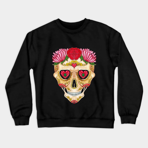 Sugar skull day of the dead. Crewneck Sweatshirt by Jiewsurreal